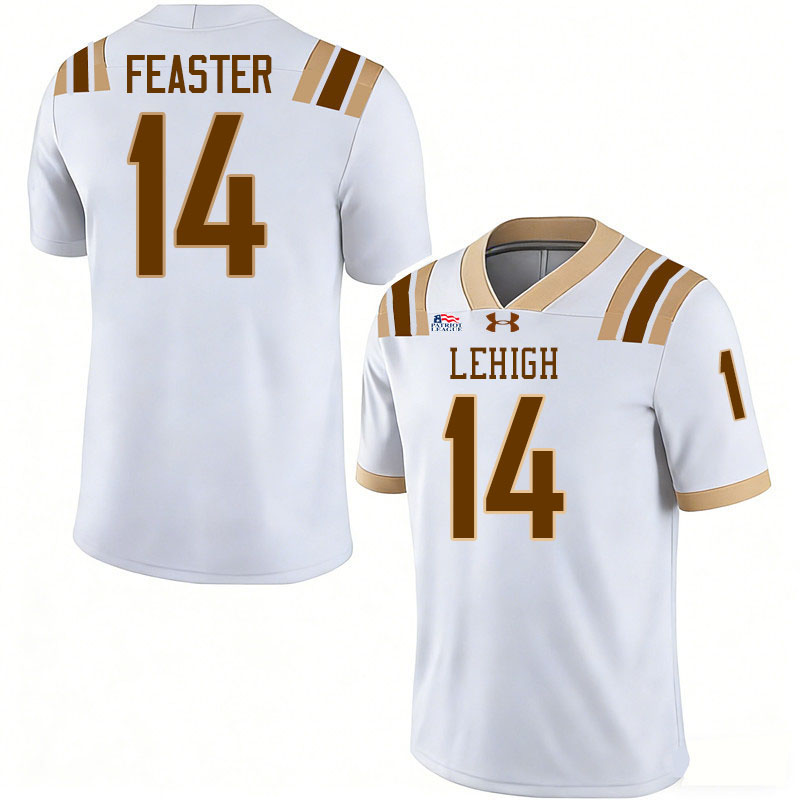 Lehigh Mountain Hawks #14 Anthony Feaster College Football Jerseys,Uniforms-White